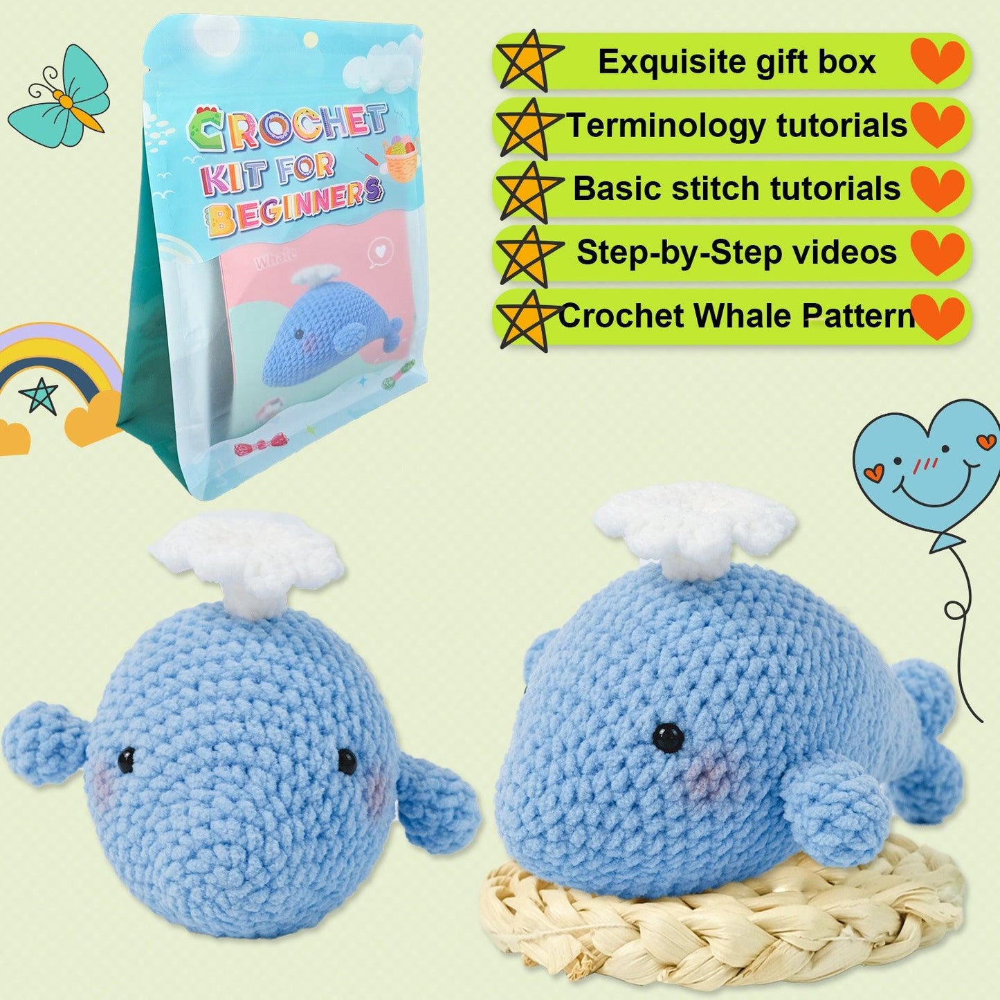 Blue Whale Crochet Kit for Beginners – Stitch Your Way to Ocean-Deep Cuteness! 🐋🧶 - Dynamic Frog