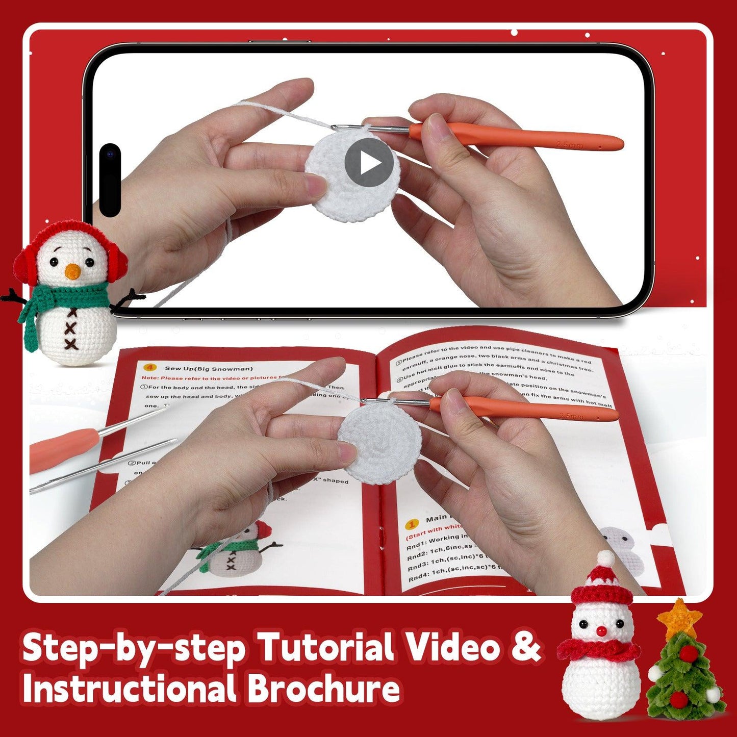 Beginners Crochet Kit-Christmas Snowman - Dynamic Frog