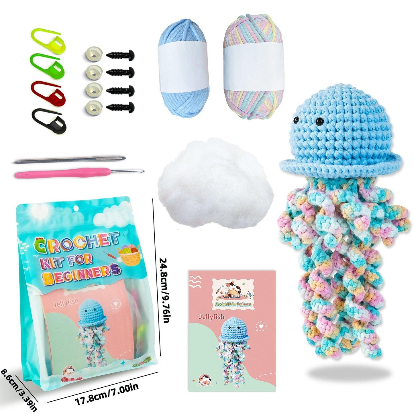 Beginners Crochet Kit-Colorful jellyfish - Dynamic Frog