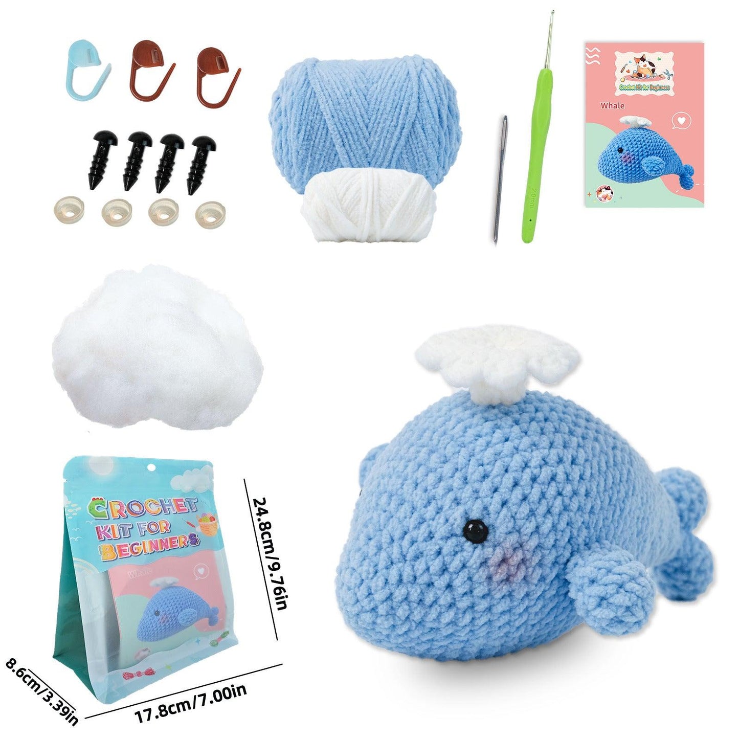 Blue Whale Crochet Kit for Beginners – Stitch Your Way to Ocean-Deep Cuteness! 🐋🧶 - Dynamic Frog