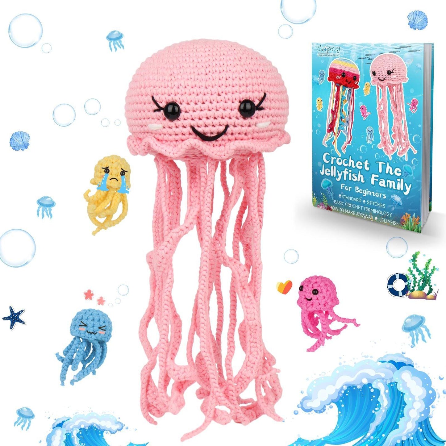 Beginners Crochet Kit-Colorful jellyfish - Dynamic Frog