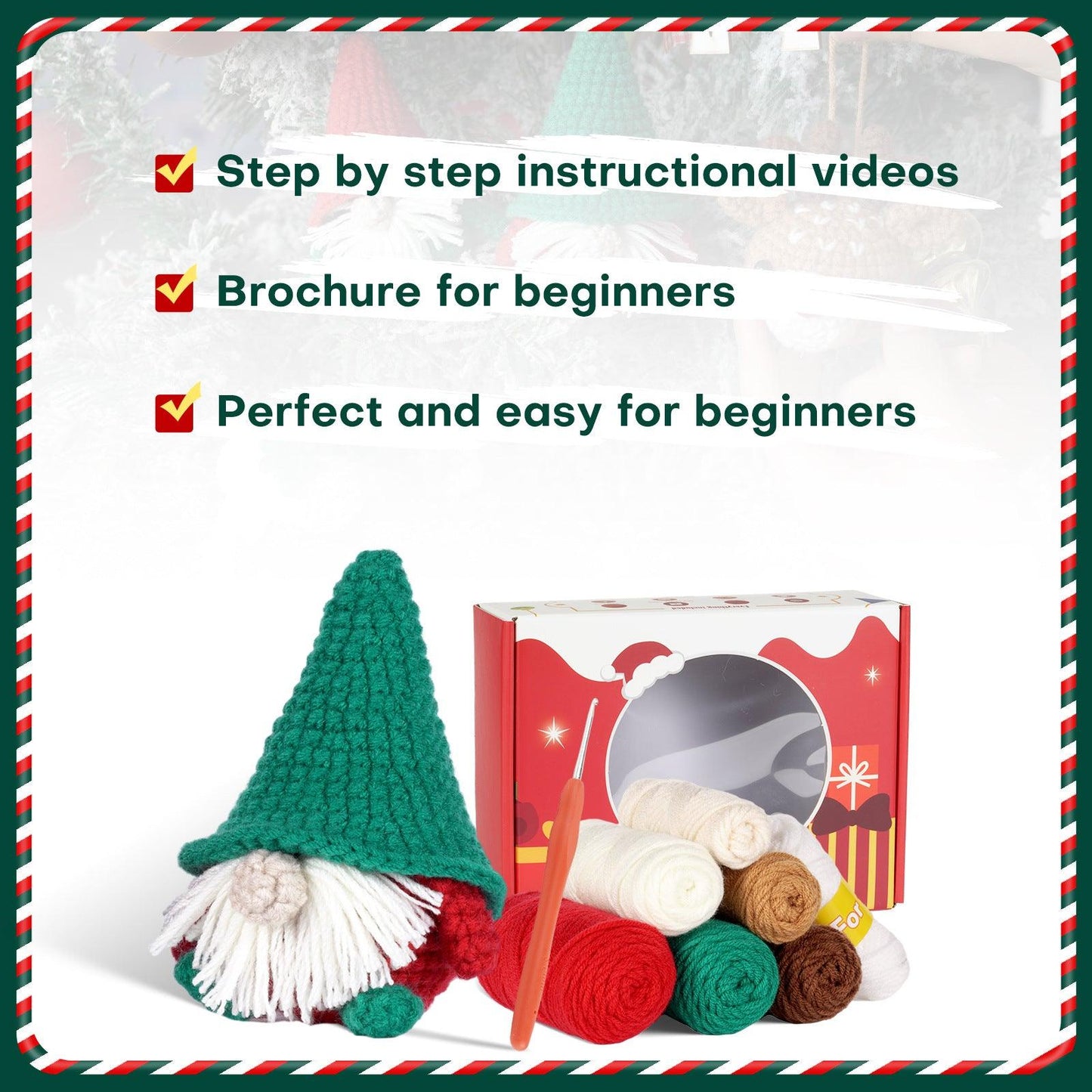 Beginners Crochet Kit-Christmas gnome - Dynamic Frog