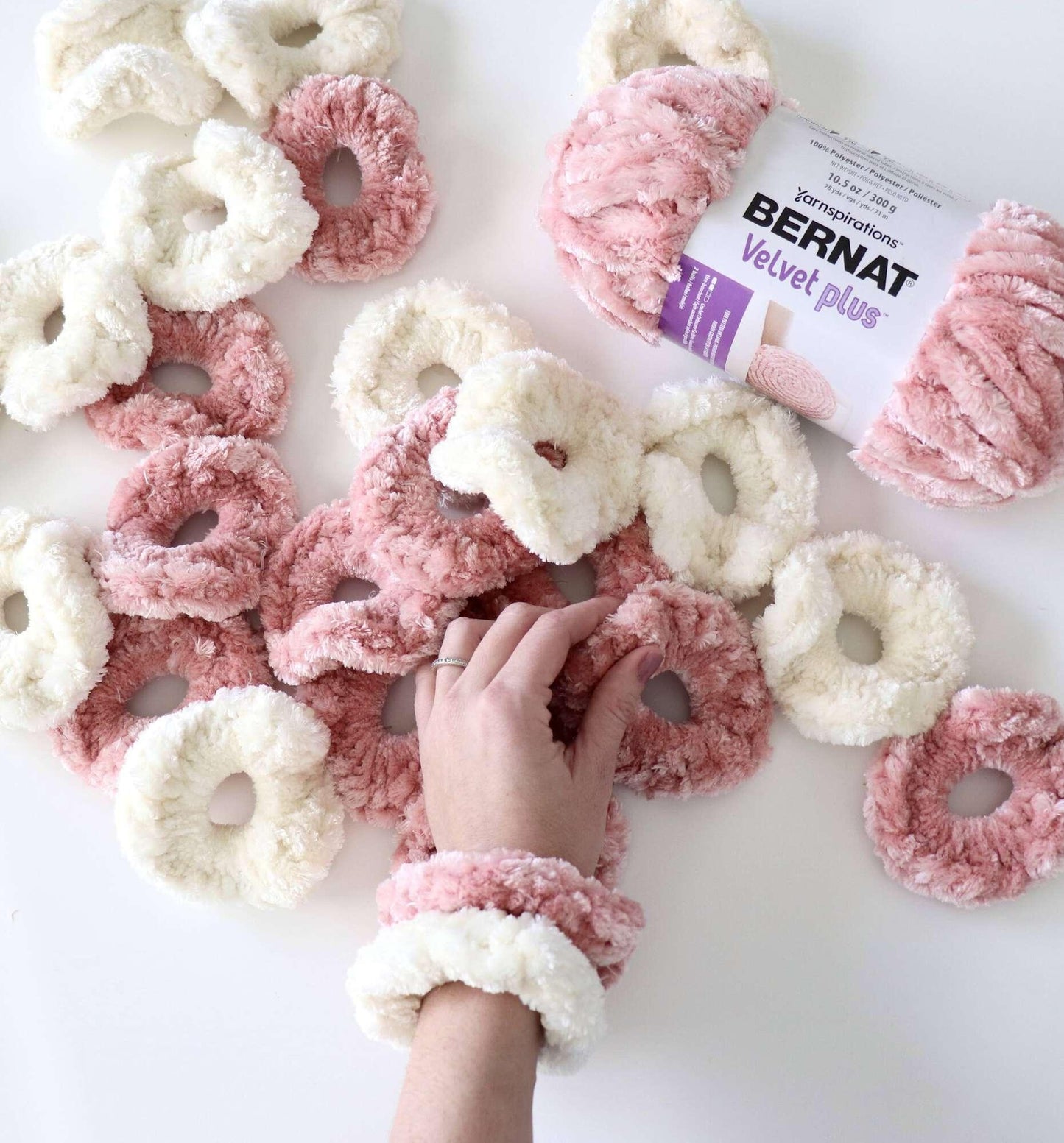 Bernat Crochet Velvet Plus Scrunchies