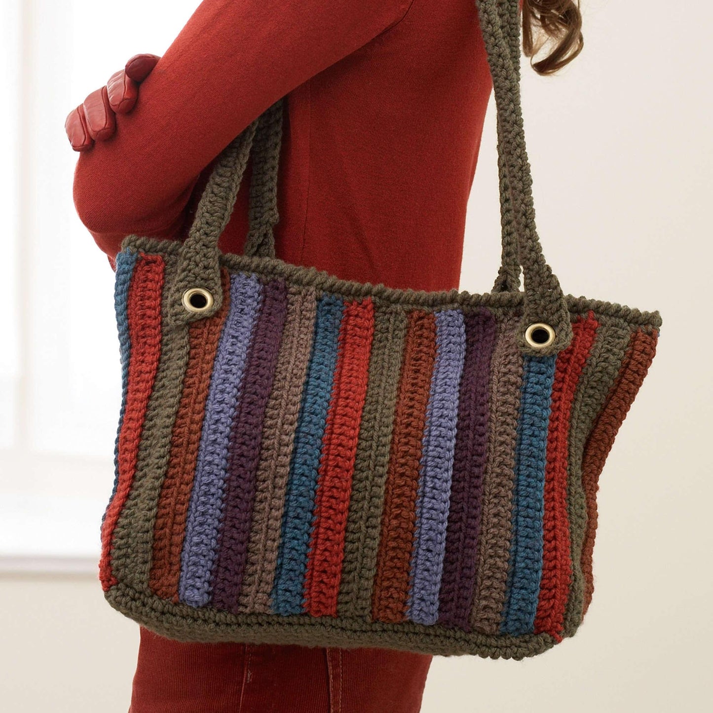 Bernat Crochet Striped Tote