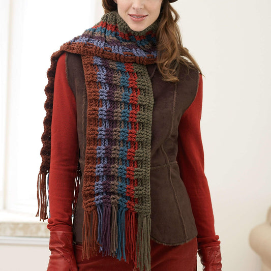 Bernat Crochet Super Value Striped Scarf