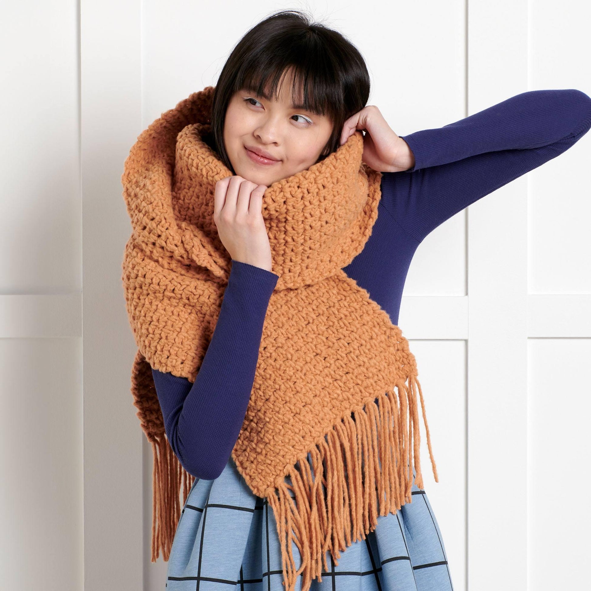 Bernat Cozy Wraps Crochet Scarf - Dynamic Frog