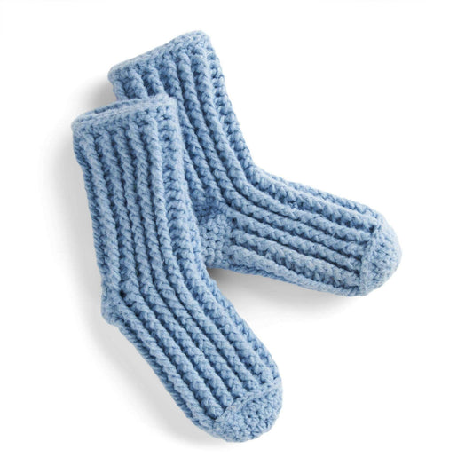 Bernat Cozy Crochet Ribbed Reading Socks - Dynamic Frog