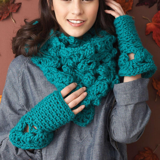 Bernat Crochet Cowl & Fingerless Mitten Set