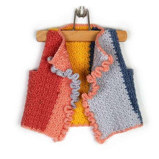 Bernat Crochet Colorblock Ruffle Front Vest