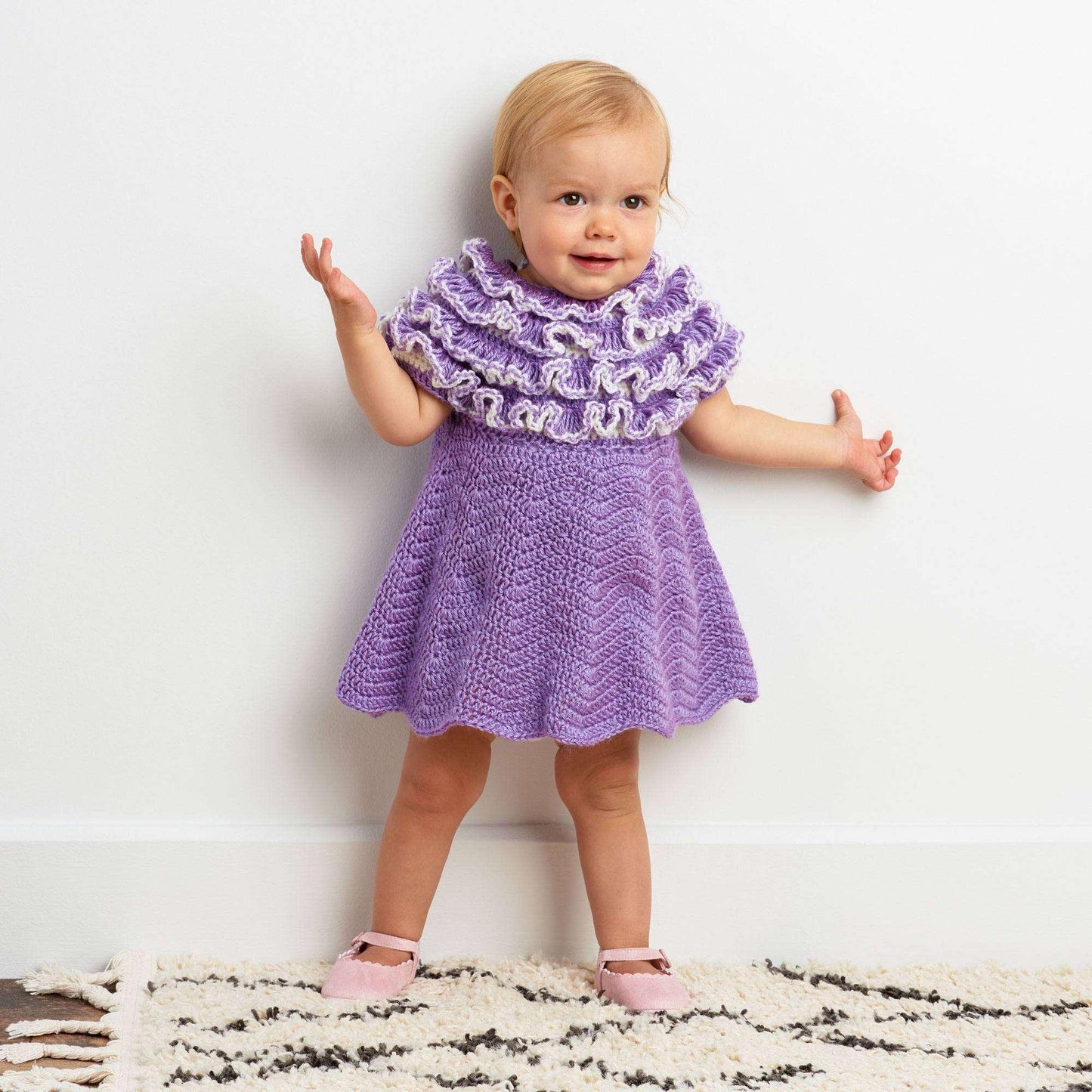 Bernat Crochet Ruffle Yoke Baby Dress