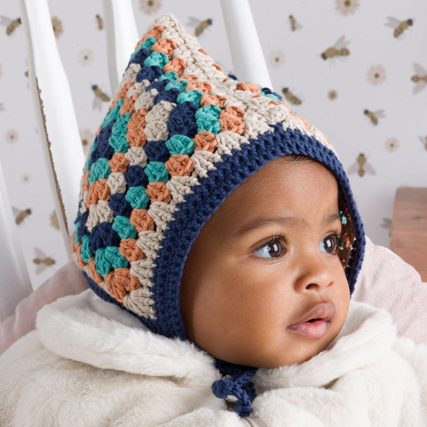 Bernat Crochet Granny Square Baby Bonnet