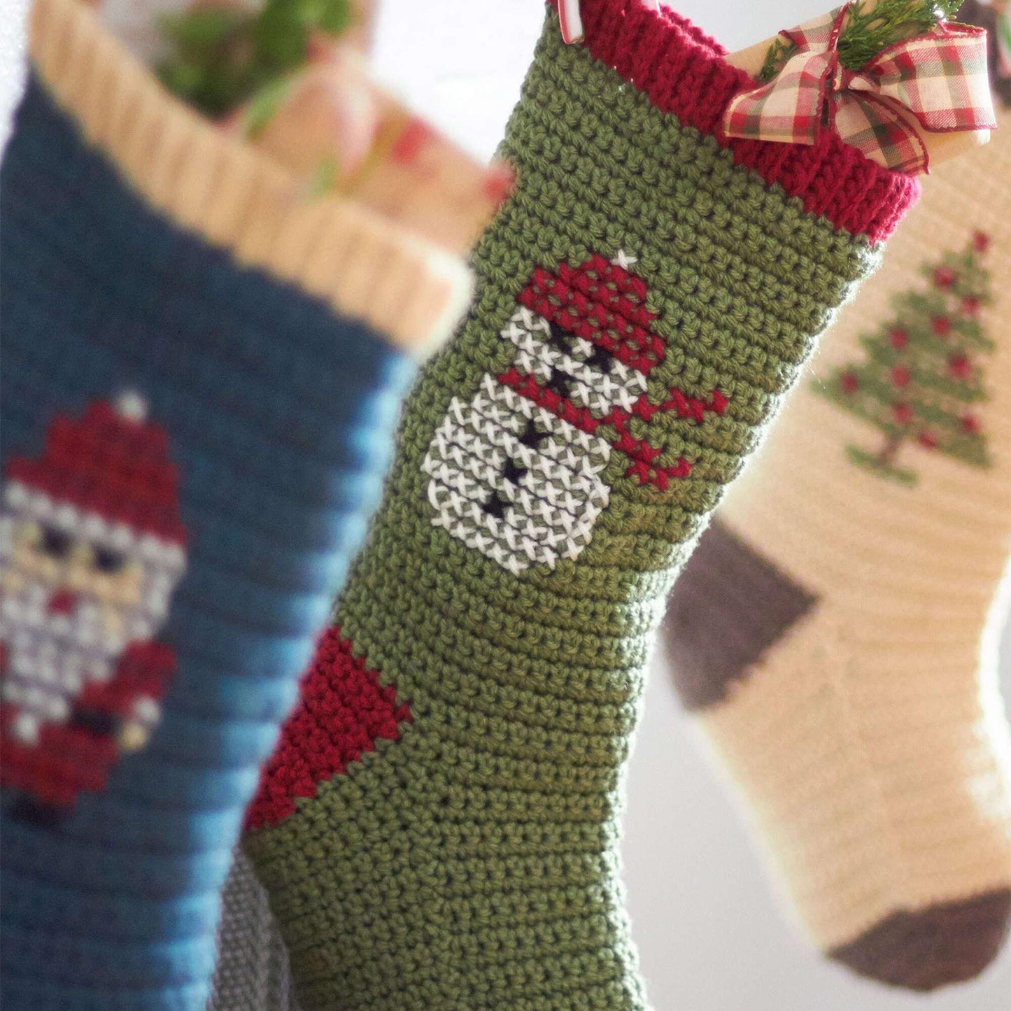 Bernat Crochet Cross Stitch Christmas Stockings