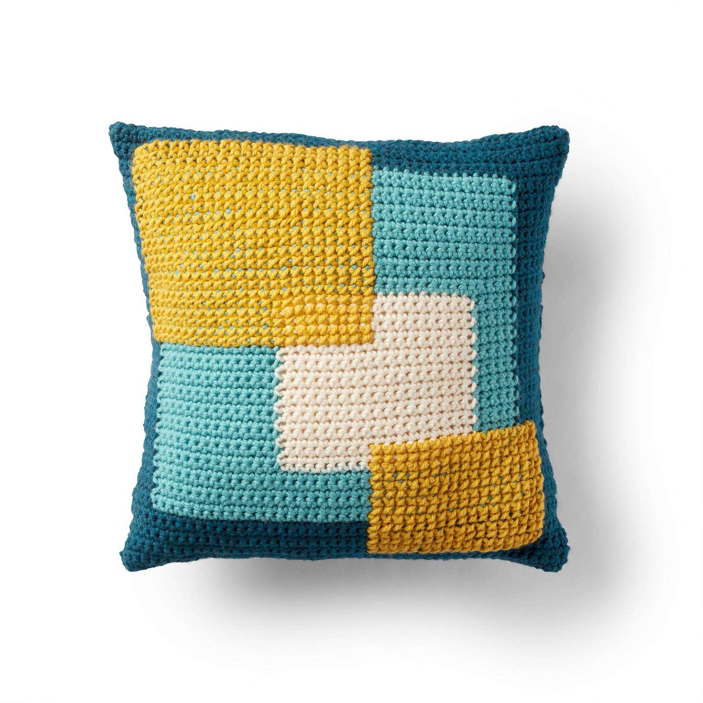 Bernat Crossed Squares Crochet Pillow