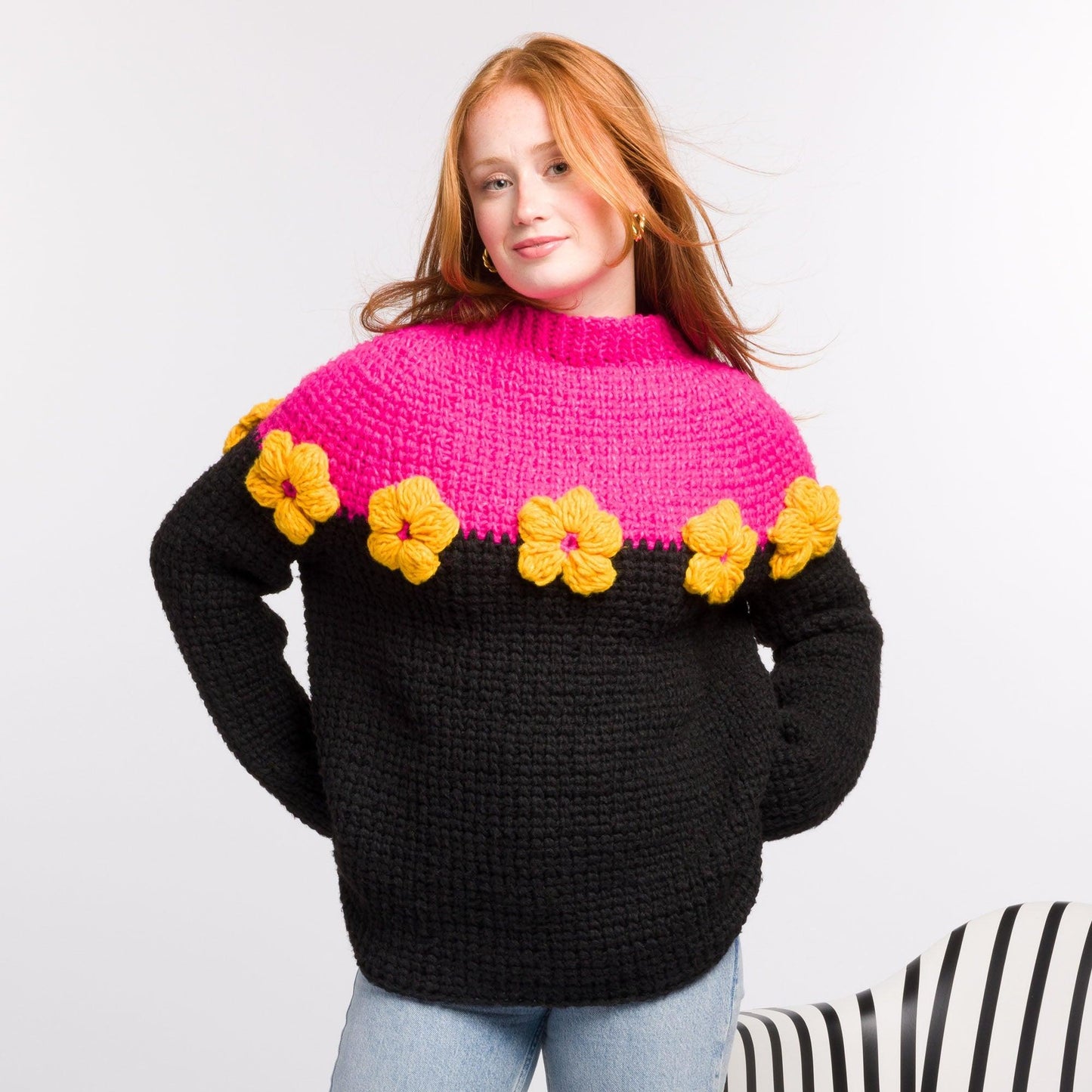 Bernat Crochet Daisy Ring Sweater