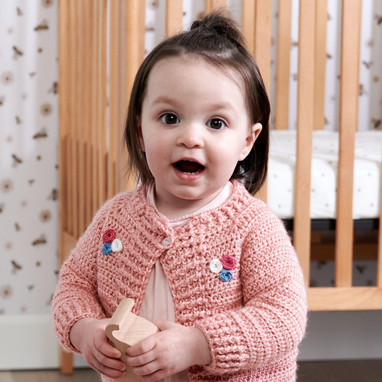 Bernat Embroidered Crochet Baby Cardigan