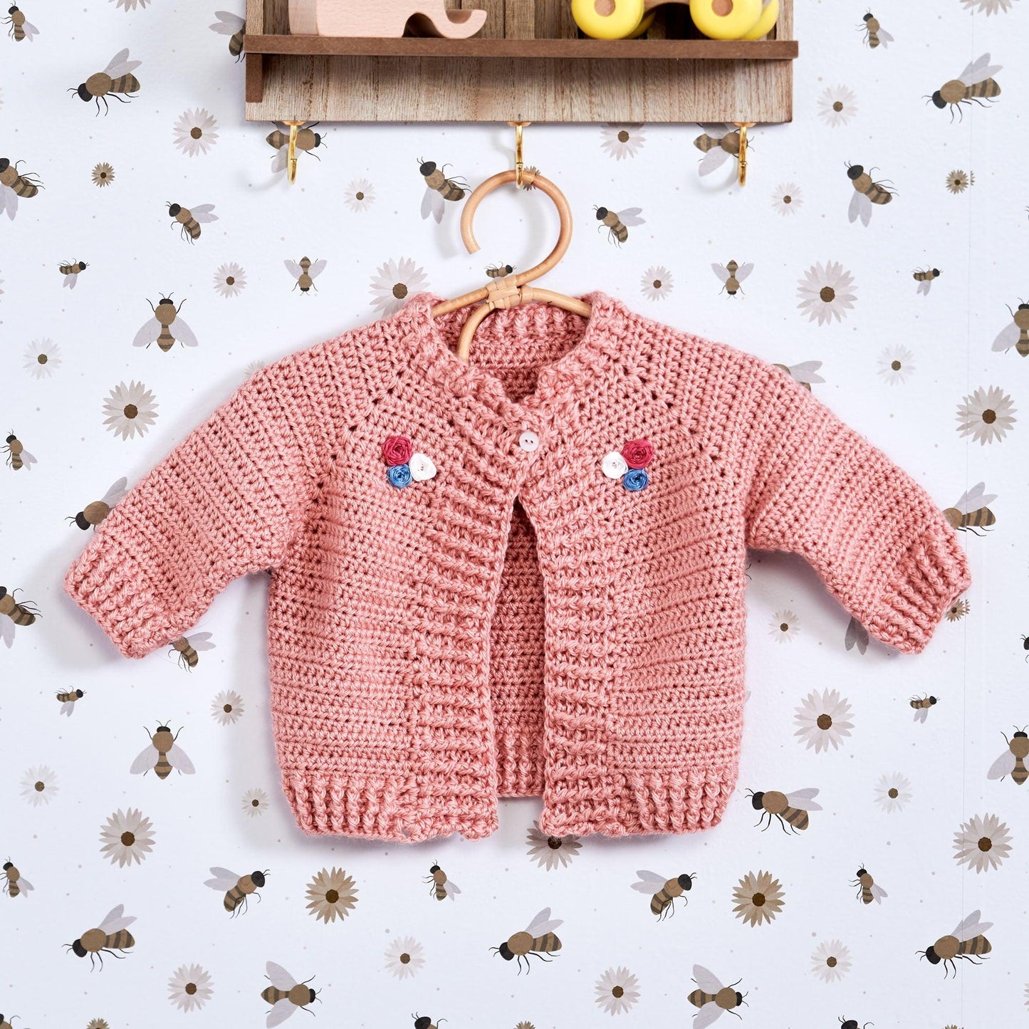 Bernat Embroidered Crochet Baby Cardigan