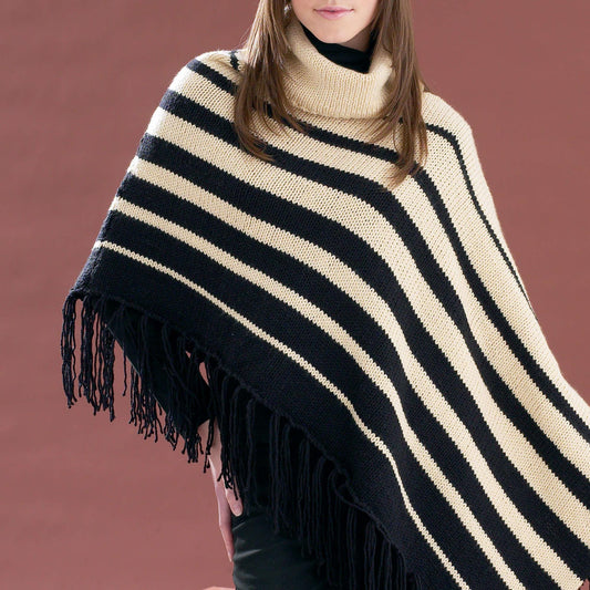 Bernat Knit Asymmetrical Striped Poncho