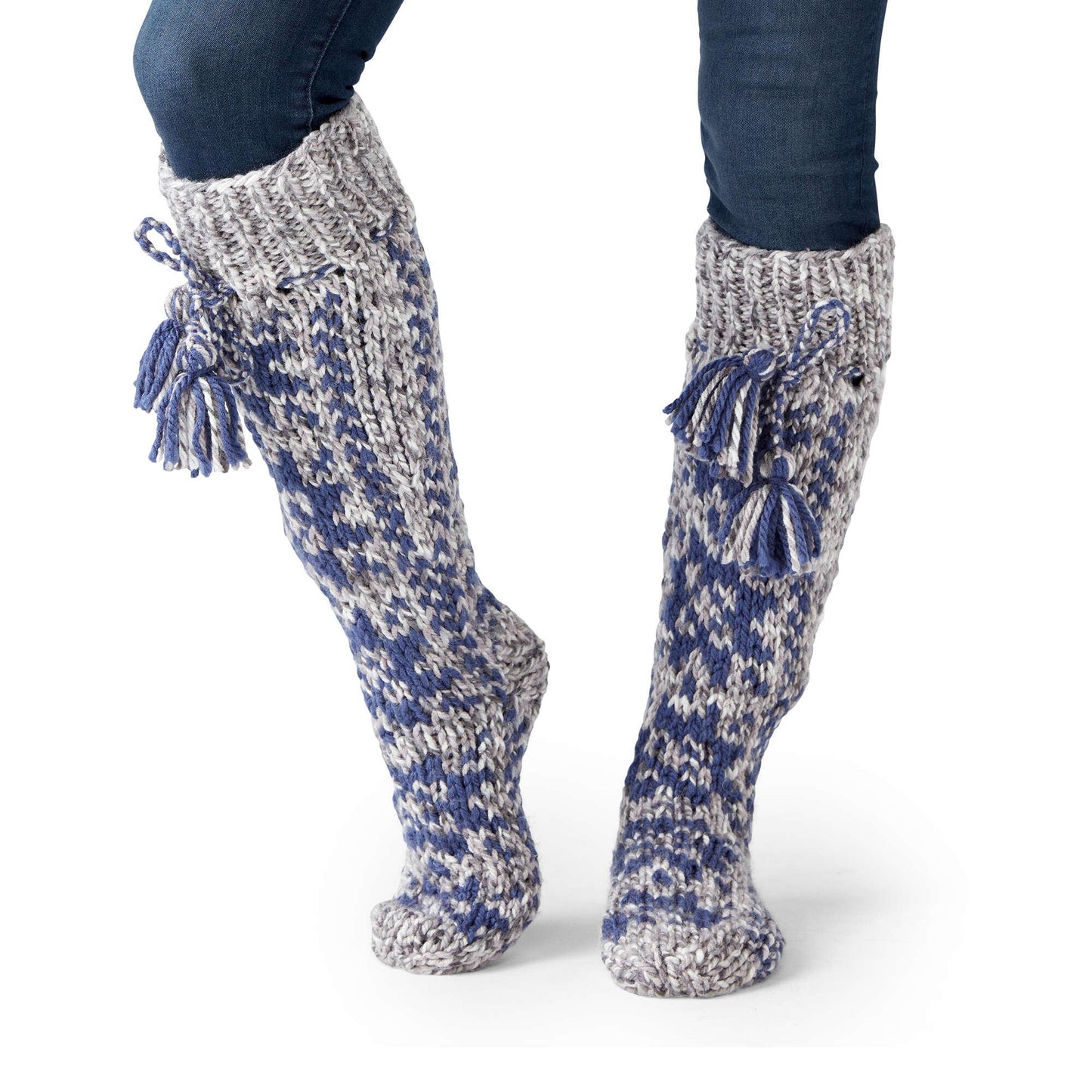 Bernat Fair Isle Twist Knit Slipper Socks