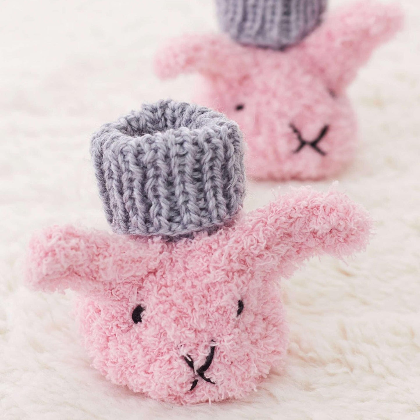 Bernat Knit Itty Bitty Fuzzy Wuzzy Bunny Booties