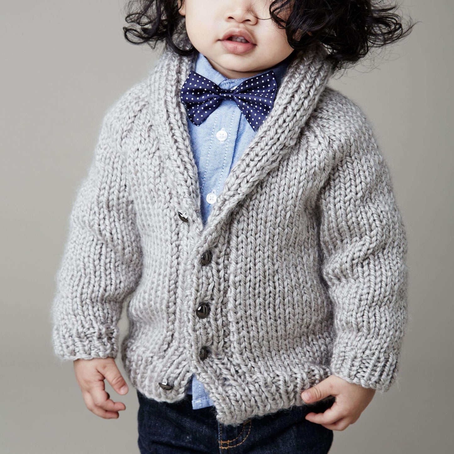 Bernat Shawl Collar Textured Knit Cardigan