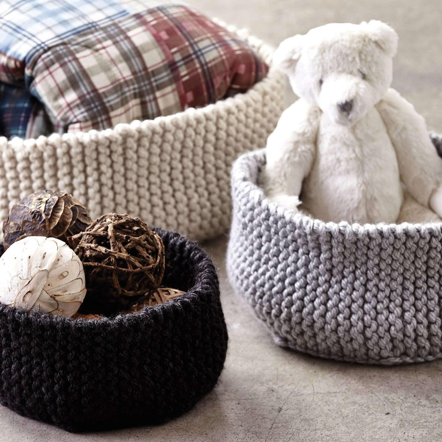 Bernat Knit Garter Ridged Baskets