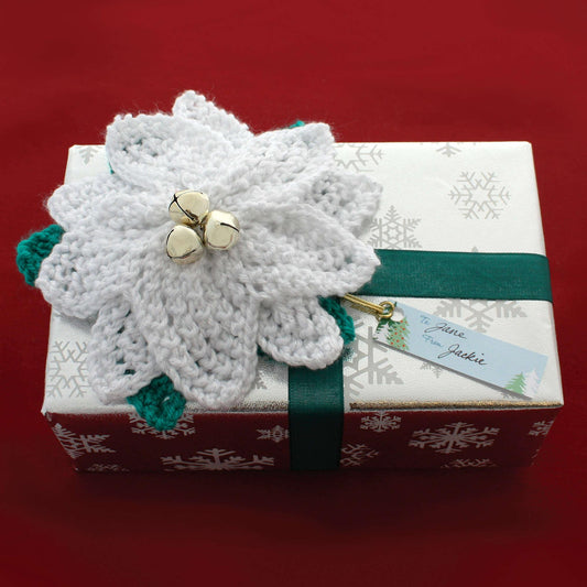 Bernat Knit Poinsettia Gift Topper