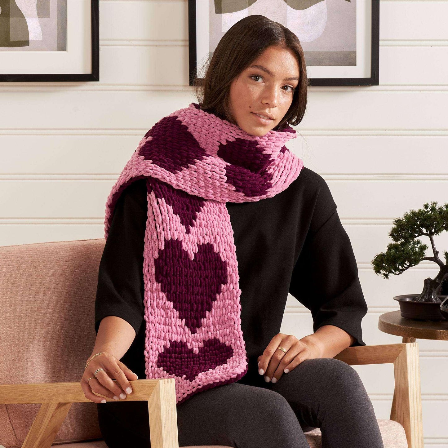 Bernat Craft EZ Graph It Heart Scarf