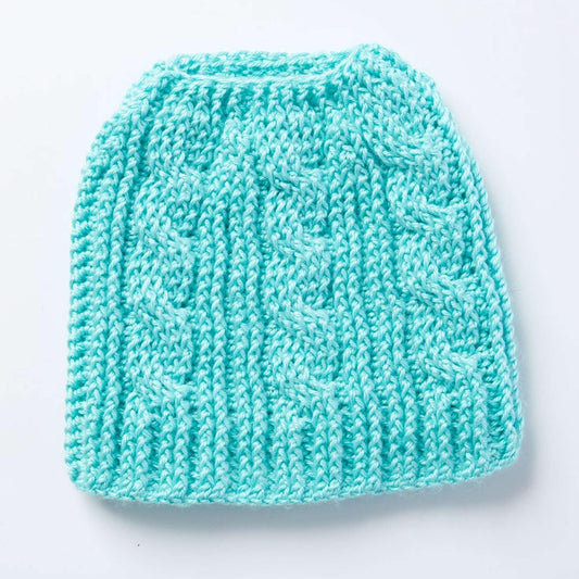 Caron Twist Stitch Messy Bun Crochet Hat