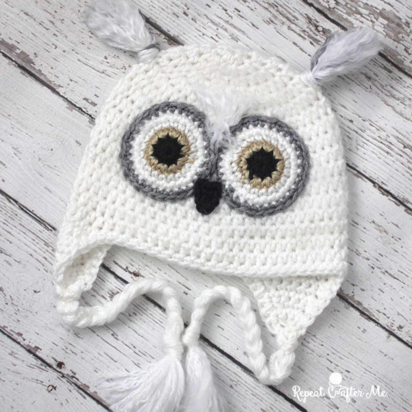 Caron Snowy Owl Crochet Hat