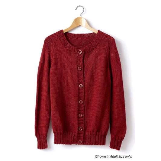 Caron Child's Knit Crew Neck Cardigan