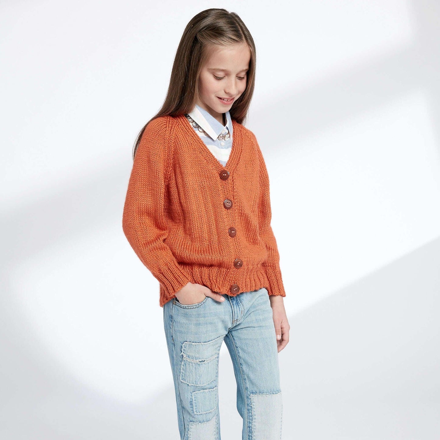 Caron Child's Knit V-Neck Cardigan