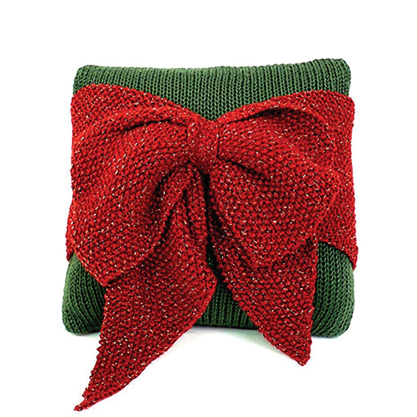 Caron Knit Christmas Bow Pillow