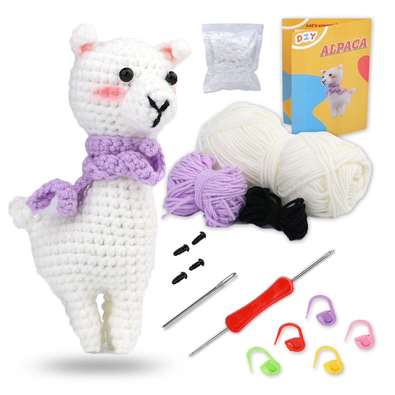 Alpaca Crochet Kit for Beginners – Create Your Own Cozy Scarf-Wearing White Alpaca!🦙🧶💜 - Dynamic Frog