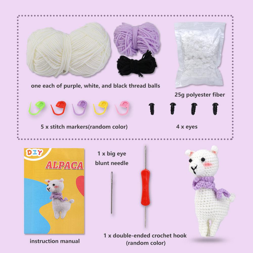 Alpaca Crochet Kit for Beginners – Create Your Own Cozy Scarf-Wearing White Alpaca!🦙🧶💜 - Dynamic Frog