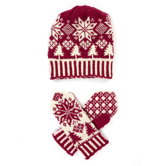 Patons Northern Fair Isle Knit Hat And Mittens