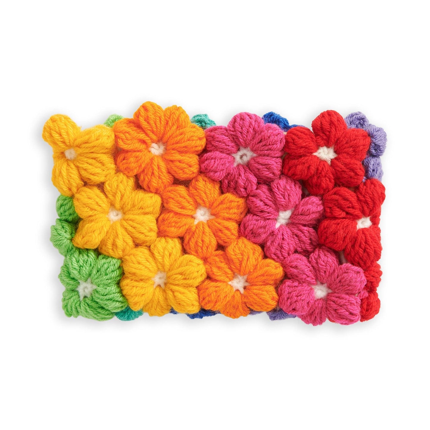 Red Heart Puffy Flowers Crochet Clutch