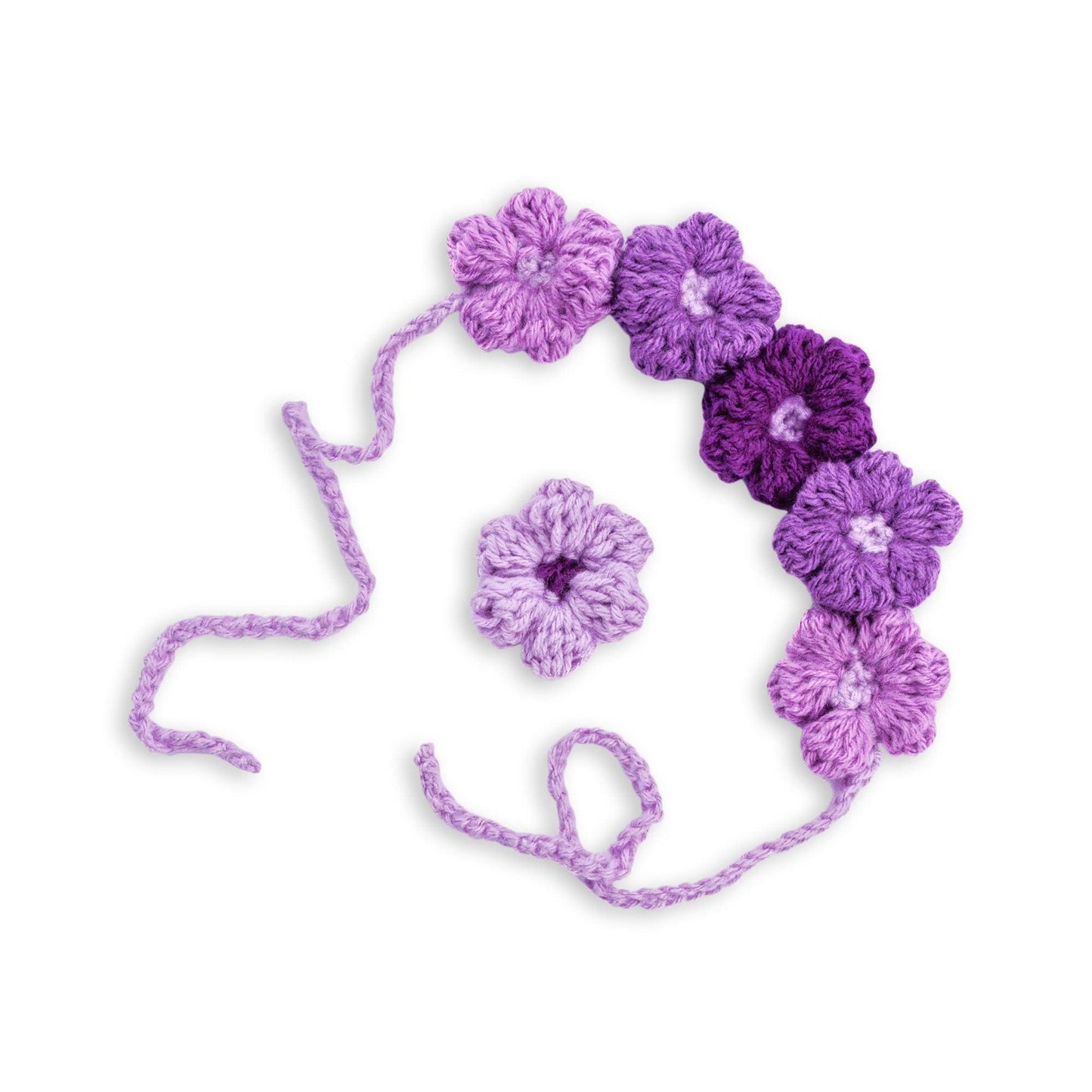 Red Heart Puffy Flower Crochet Hairband & Hair Clips