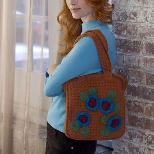 Red Heart Posied Felted Crochet Bag