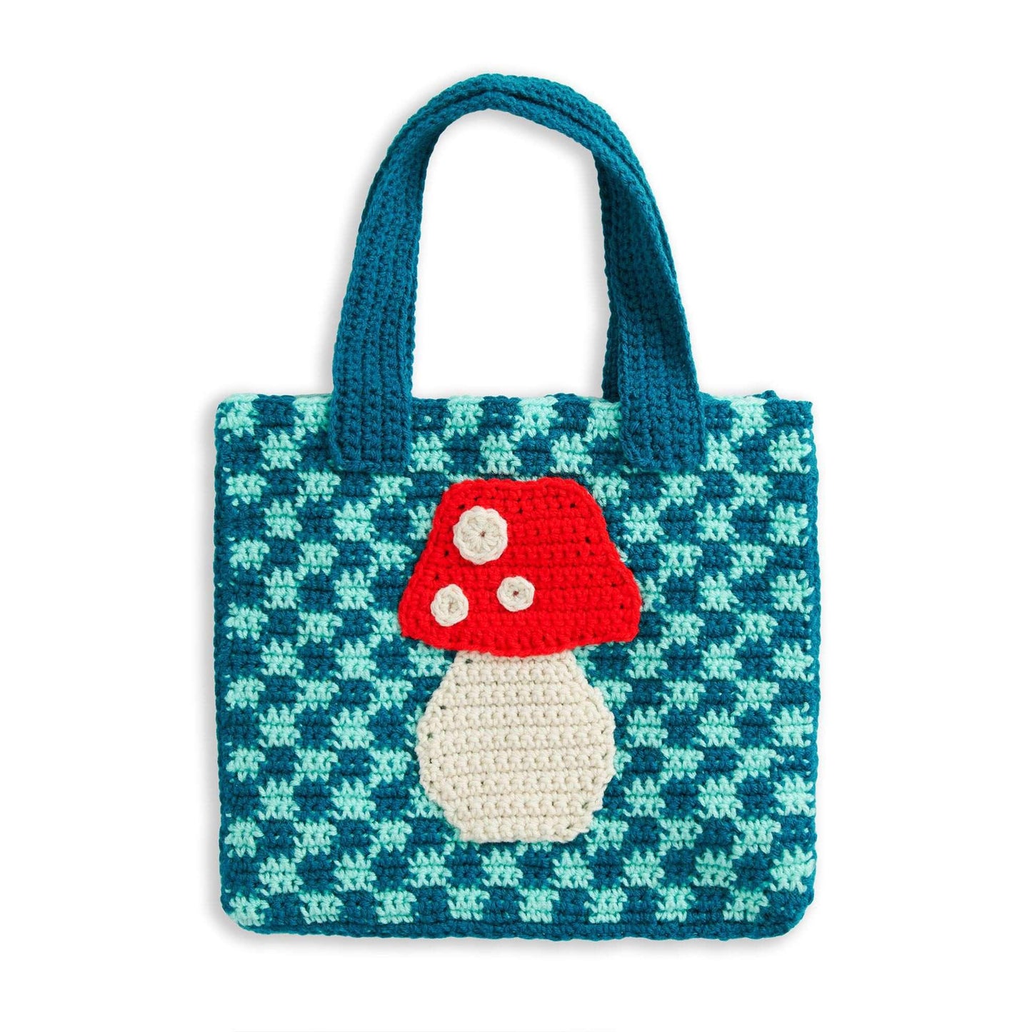 Red Heart Mushroom Check Crochet Bag