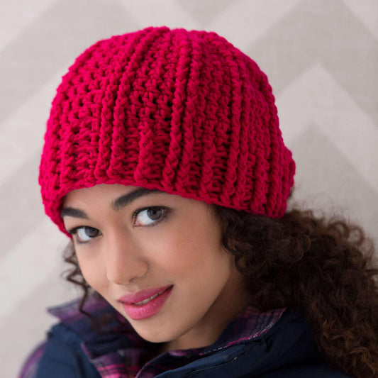 Red Heart Ridged Crochet Hat