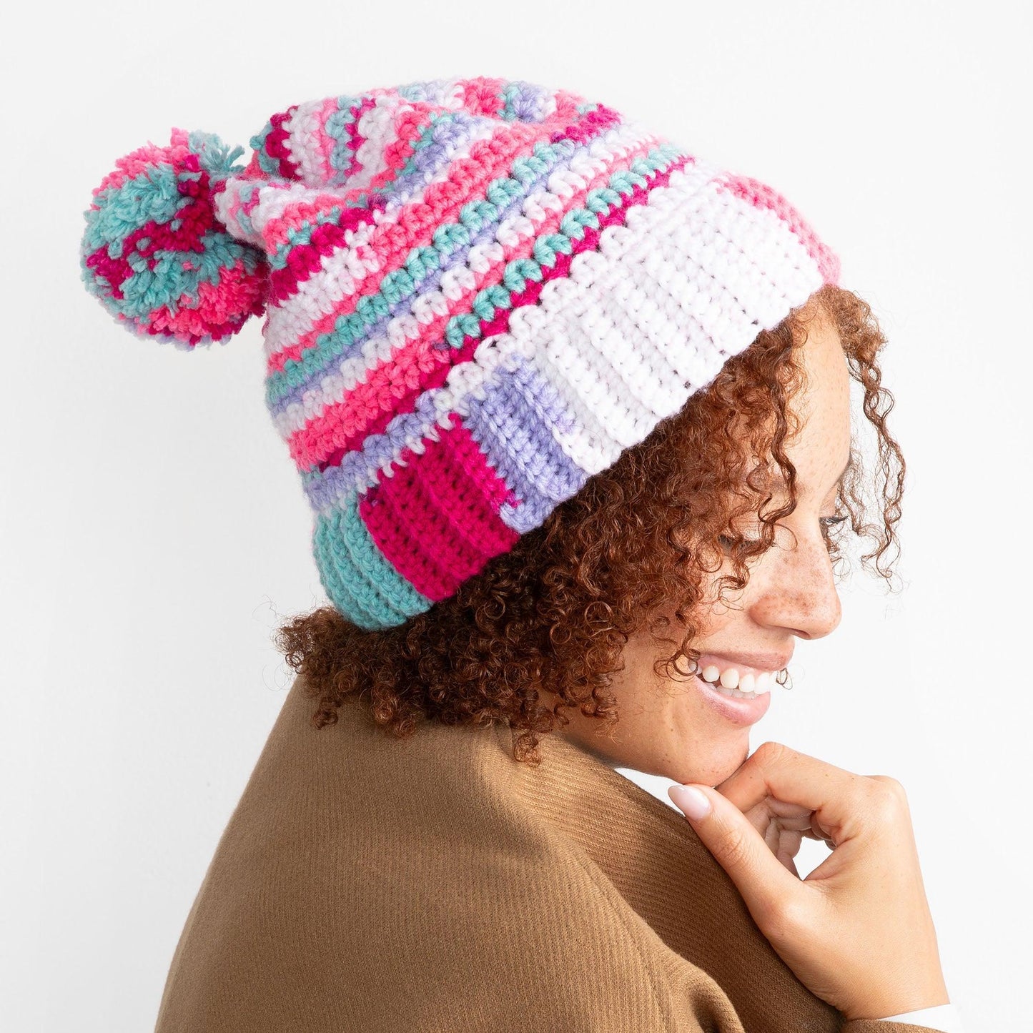 Red Heart Scrappy Stripes Crochet Hat