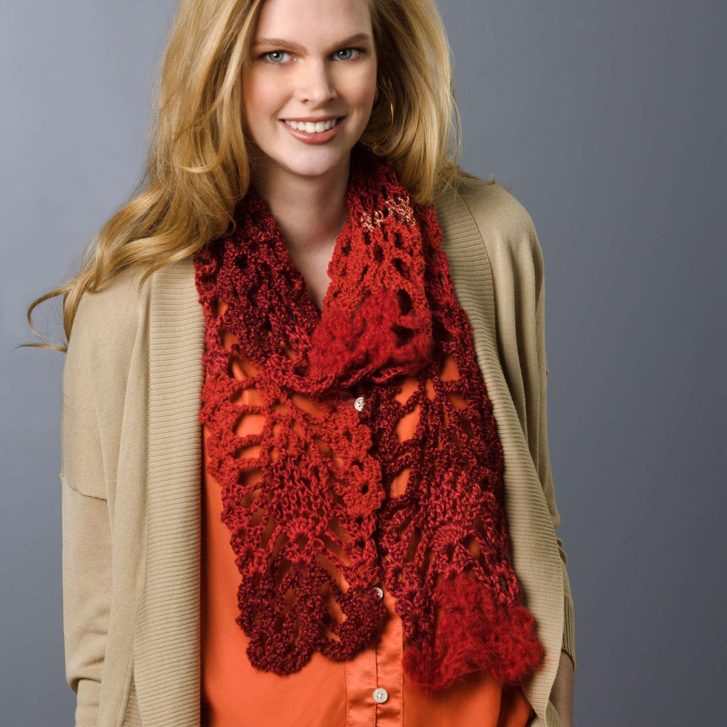 Red Heart Lacy Pineapple Crochet Scarf