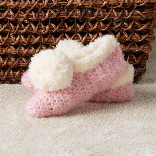 Red Heart Cozy Crochet Trimmed Slippers