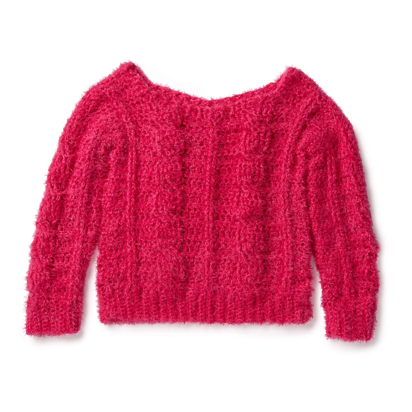 Red Heart Sweater Weather Cabled Crochet Pullover