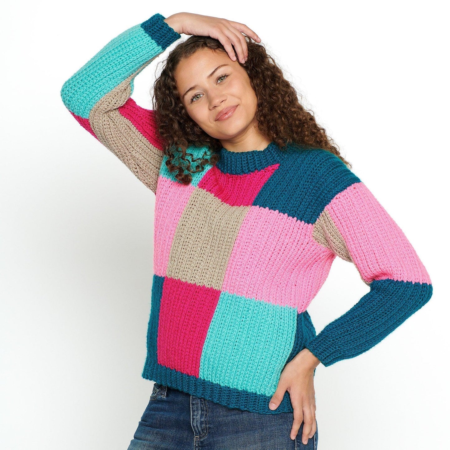 Red Heart Super Saver Blocks in Colors Crochet Pullover