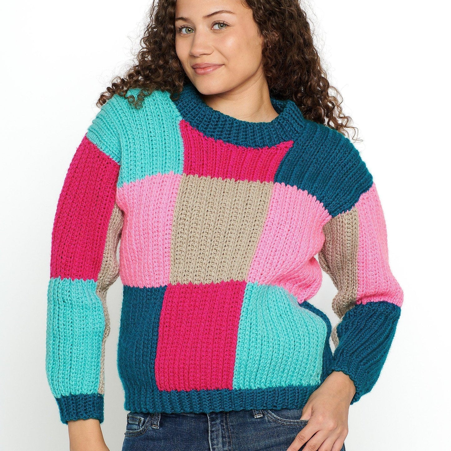 Red Heart Super Saver Blocks in Colors Crochet Pullover