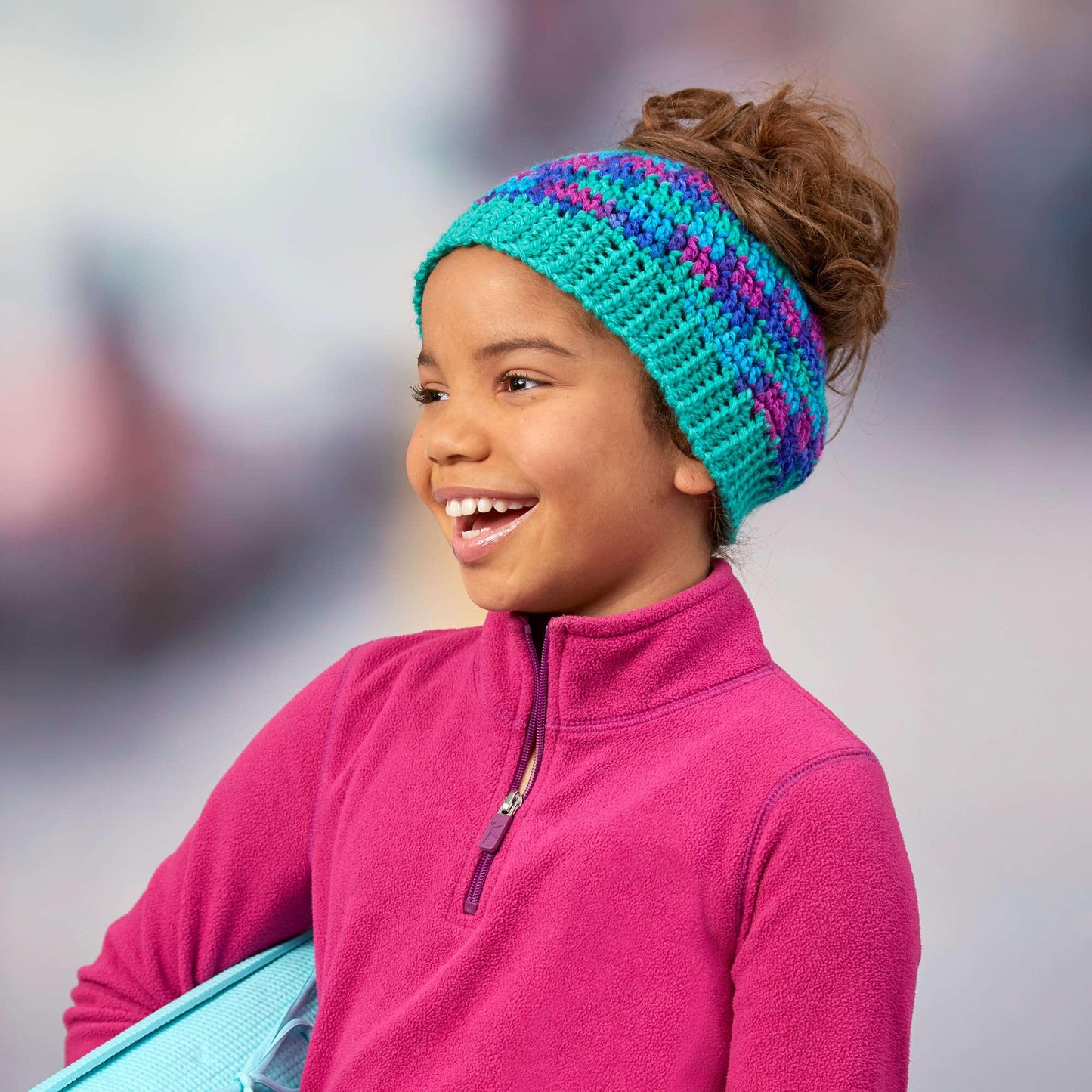 Red Heart Messy Bun Crochet Hat