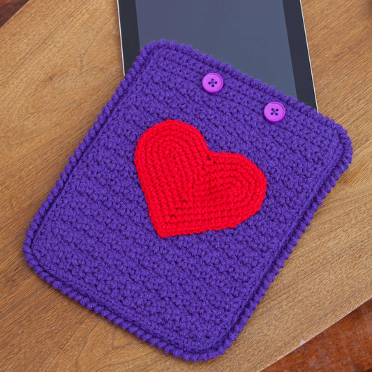 Red Heart Love My Ipad Crochet Case