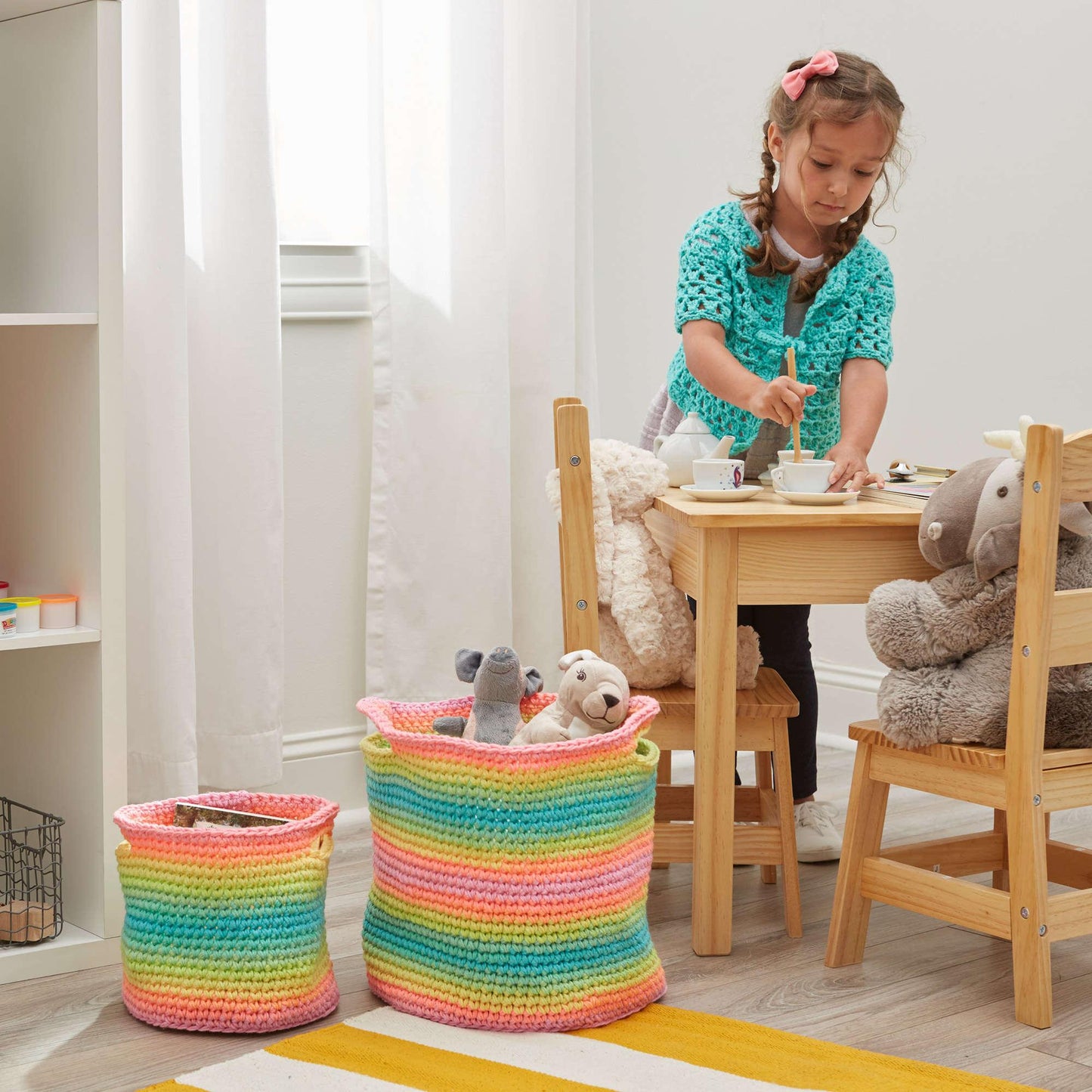 Red Heart Striping Fun Crochet Baskets