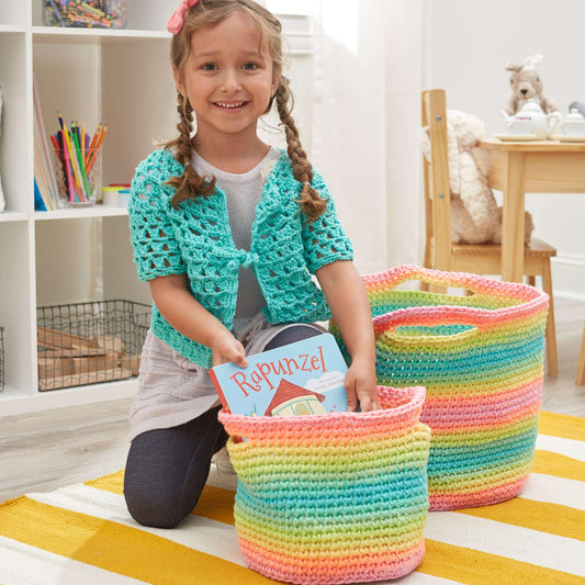 Red Heart Striping Fun Crochet Baskets